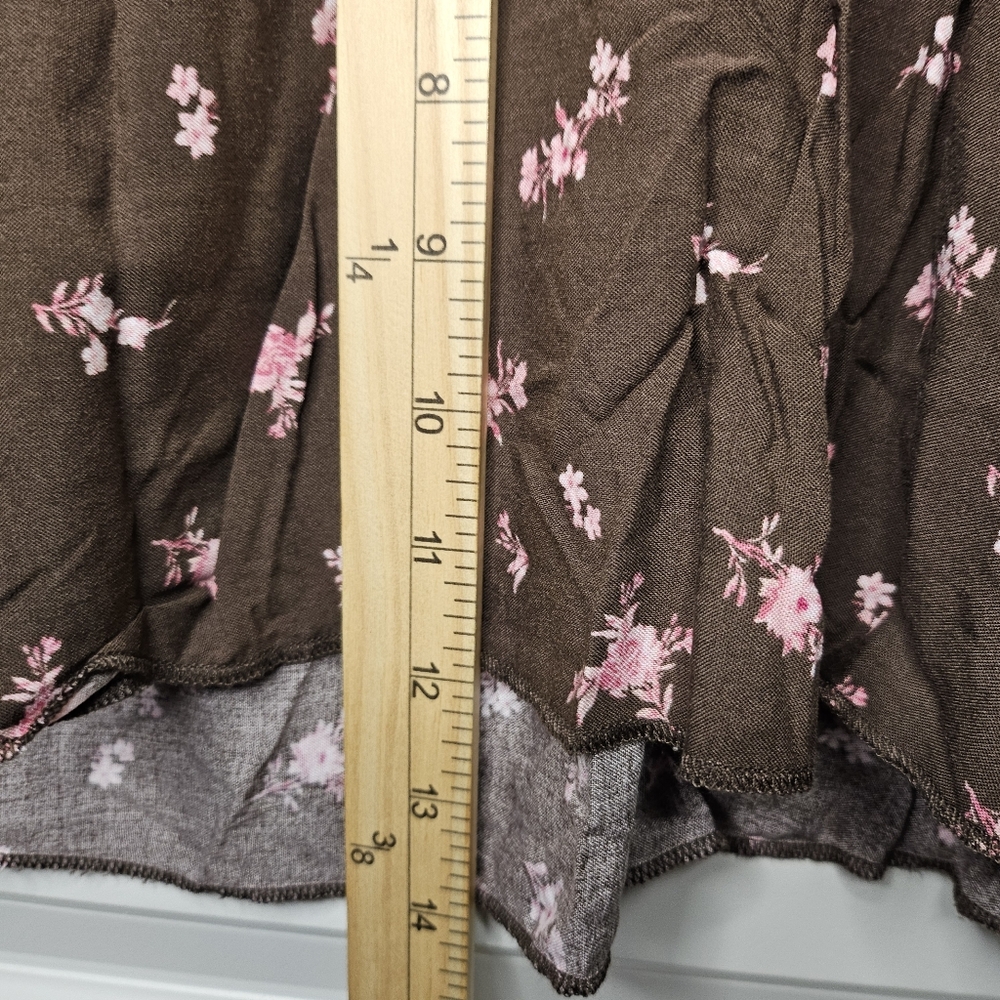 Womens Y2K Cami Top Size M Brown Floral Peplum Adjustable Straps Cottagecore - Picture 7 of 9